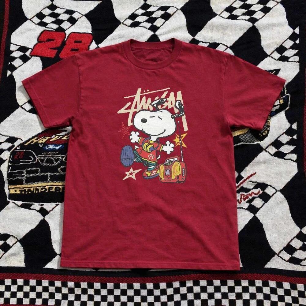 Stussy X Peanuts Snoopy Red Tee